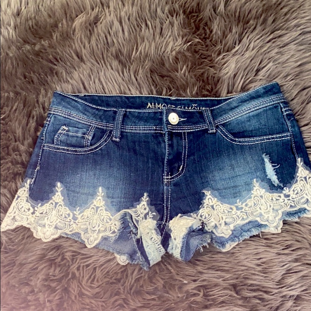 Denim Lace Shorts